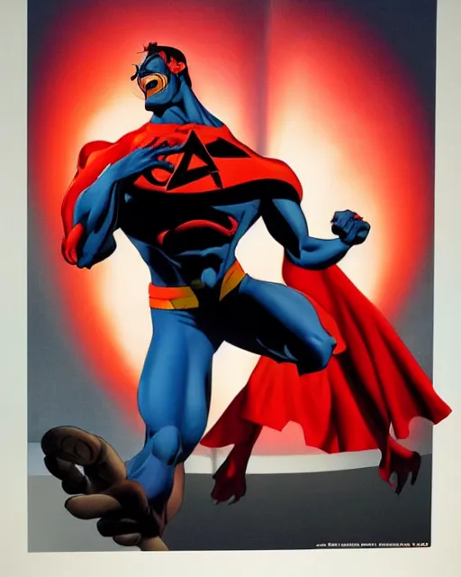 Image similar to Freakazoid, art by Alex Ross, dramatic lighting, dark background, very high quality, incredibly detailed,