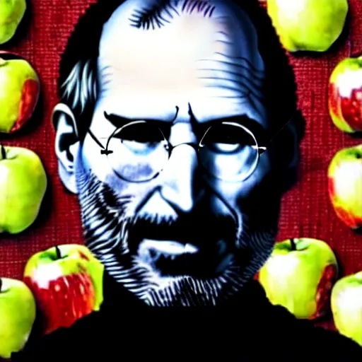 Image similar to portrait of steve jobs made of apples by giuseppe arcimboldo