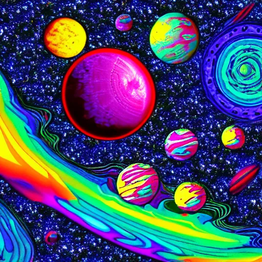 Prompt: psychedelic trippy couch in space, planets, milky way, sofa, cartoon