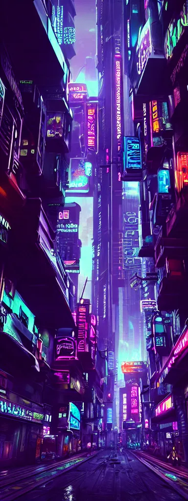 Prompt: A magnificent dark neon futuristic cyberpunk city bustling street at night made in cinema4d, masterpiece, hyper realistic, extreme details, cinematic