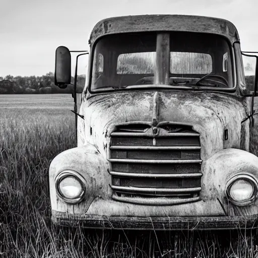 Prompt: harry potter as a natural light on an old truck in a field