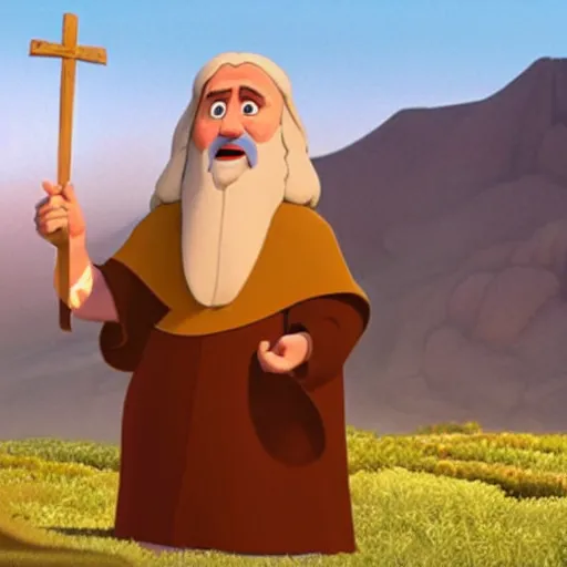 Image similar to Moses from the Bible as seen in Disney Pixar's Up (2009)