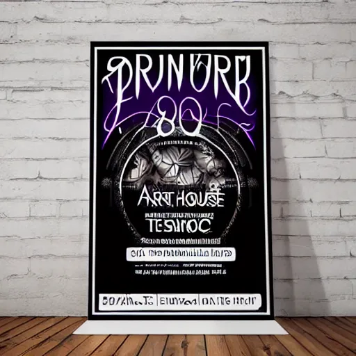 Image similar to art nouveau concert poster, 8 0 s, techno, house music