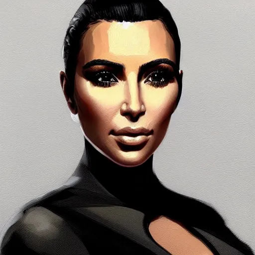 Prompt: “ portrait of kim kardashian by greg rutkowski, young, attractive, highly detailed portrait, scifi, digital painting, artstation, concept art, smooth, sharp foccus ilustration, artstation hq ”