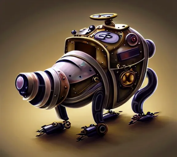 Image similar to futuristic steampunk ferret - shaped robot, steam - powered digital ferret - shaped mechanical robot, amazing digital concept art
