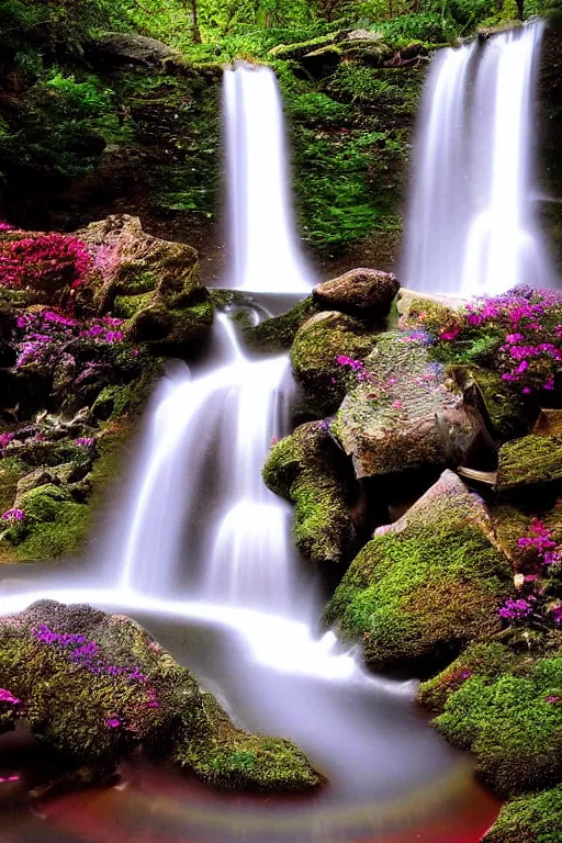 Image similar to A waterfall with all colors, fantasy, mystic