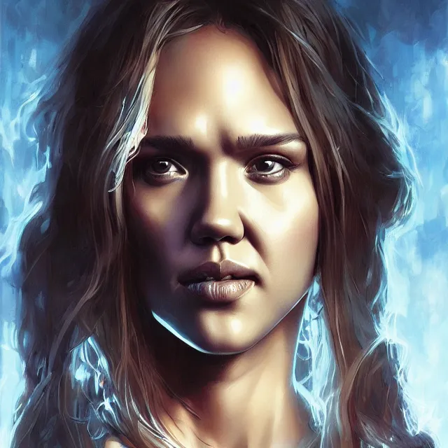 Image similar to the thing jessica alba john carpenter by stanley artgerm lau, wlop, rossdraws, frank frazetta, andrei riabovitchev, marc simonetti