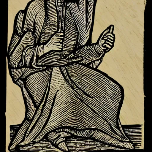 Prompt: woodcut of medieval yeezys