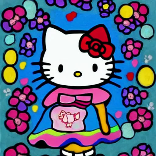 Prompt: hello kitty girl in the style of art by fei liu and yihao ren