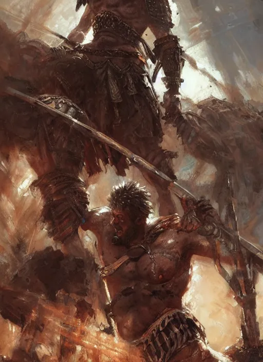 Image similar to ancient historically accurate depiction of the Bible Character Goliath of Gath, the Philistine warrior giant in ancient persian chainmail armor, dramatic lighting art by Yoji Shinkawa by Richard Schmid by greg rutkowski by Sandra Chevrier by Jeremy Lipking cinematic dramatic