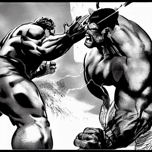 Image similar to x - men juggernaut fighting hulk, action scene