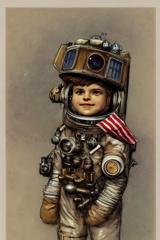 Image similar to (((((portrait of boy dressed as steampunk astronaut costume . muted colors.))))) by Jean-Baptiste Monge !!!!!!!!!!!!!!!!!!!!!!!!!!!