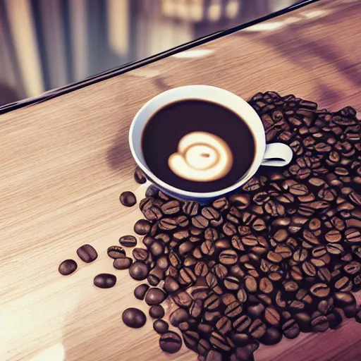 Image similar to : sloppy old cup of coffee spilling everywhere unrealengine ,cinematic, hyper realism, high detail, octane render, 8k