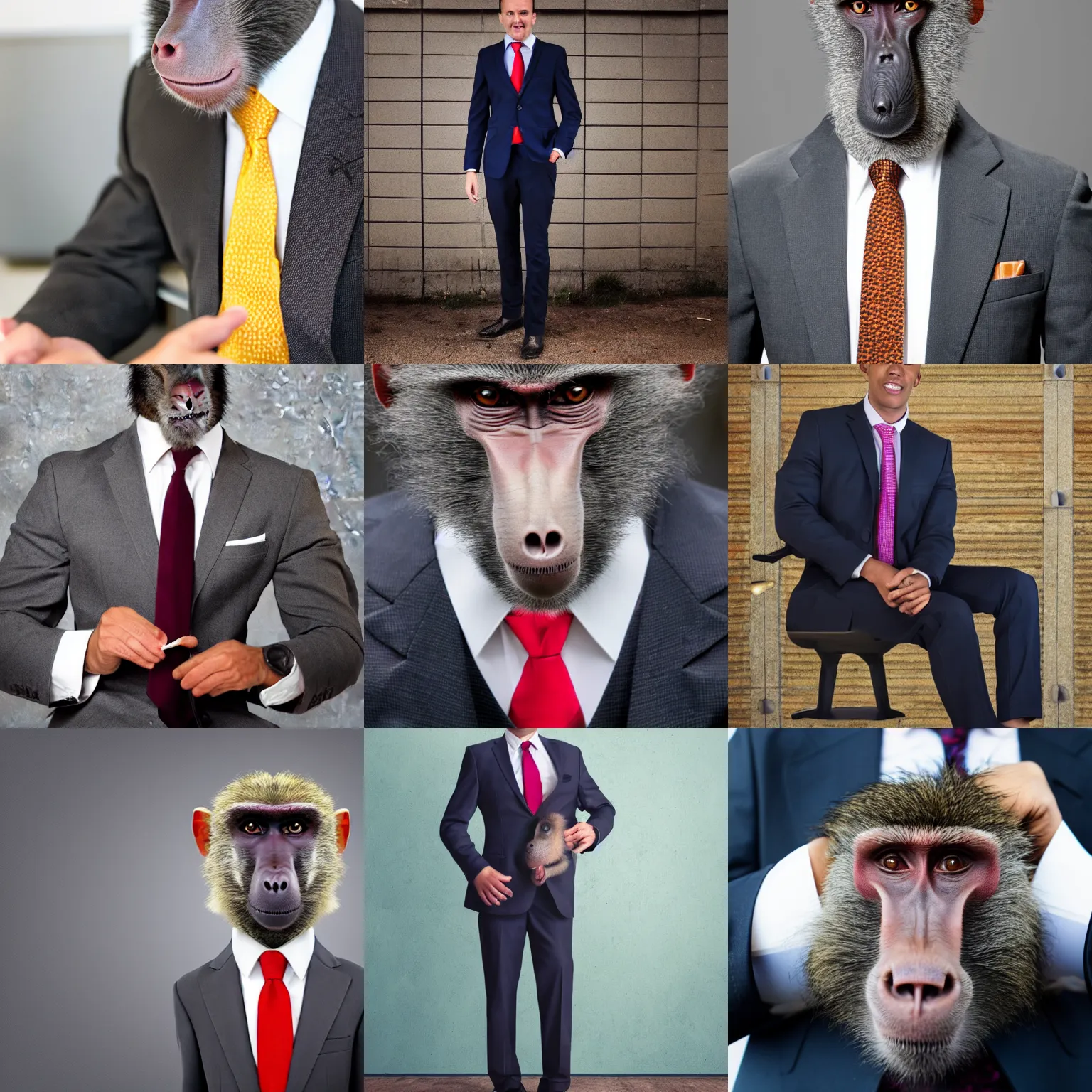 Image similar to baboon wearing a suit and tie, ready for a meeting, close business portrait