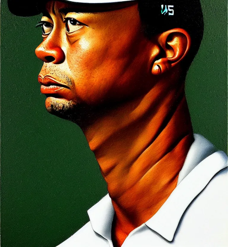 Image similar to tiger woods portrait by caravaggio.