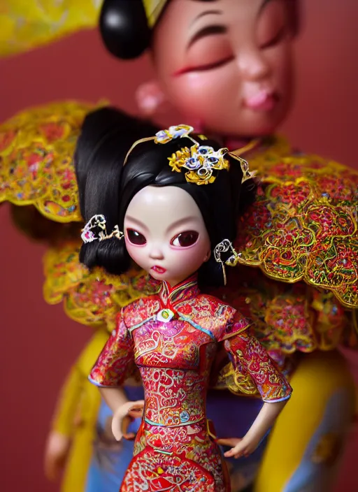 Prompt: closeup profile portrait of tin toy china cheongsam girl, bikini, depth of field, zeiss lens, detailed, symmetrical, centered, fashion photoshoot, by nicoletta ceccoli, mark ryden, lostfish, breathtaking, 8 k resolution, extremely detailed, beautiful, establishing shot, artistic, hyperrealistic, octane render