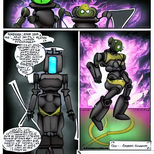 Image similar to demonic humanoid robot in comic style