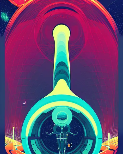 Prompt: A Futurist indie science fiction movie poster, traveller, divinity, planet, cosmic, by Kilian Eng