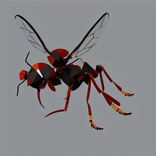 Prompt: low poly robotic wasp