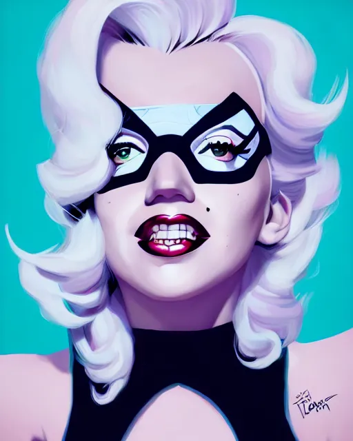 Image similar to portrait of marilyn monroe as spider - gwen, art by lois van baarle and loish and ross tran and rossdraws and sam yang and samdoesarts and artgerm, middle shot, digital art, highly detailed, intricate, sharp focus, trending on artstation hq, deviantart, unreal engine 5, 4 k uhd image