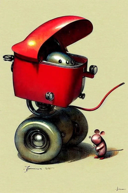 Image similar to ( ( ( ( ( 1 9 5 0 s retro future android robot fat robot mouse red wagon. muted colors., ) ) ) ) ) by jean - baptiste monge,!!!!!!!!!!!!!!!!!!!!!!!!!