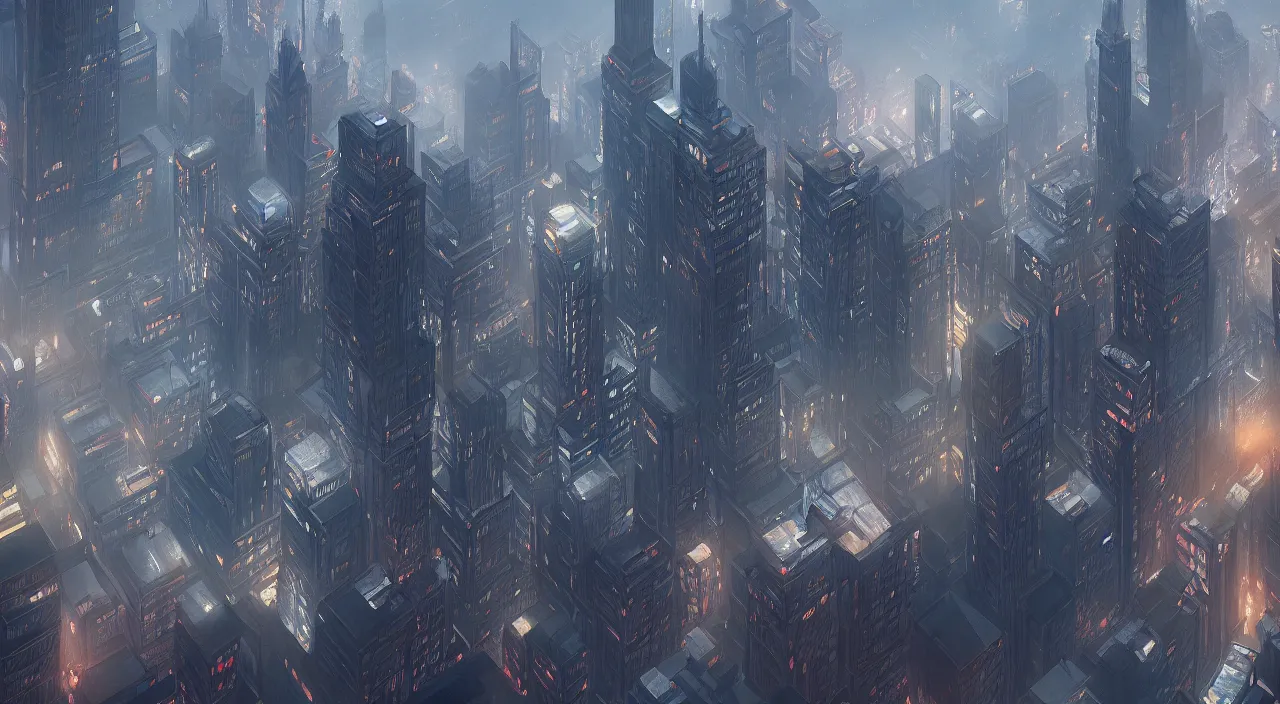 Image similar to a beautifully painting of city in film inception, concept art, smooth, sharp focus, cinematic, illustration,, by raphael lacoste, eddie del rio, 4 k, unreal engine, vray render, artstation