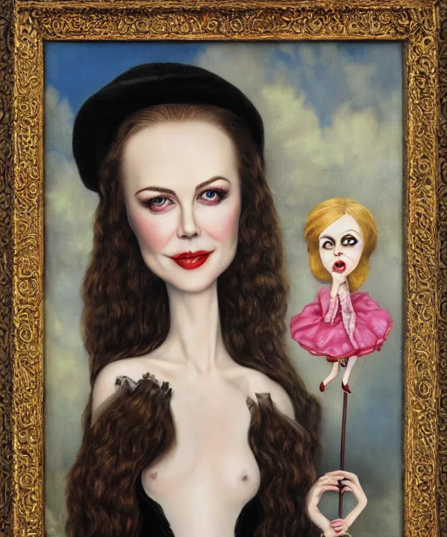 Image similar to portrait of Nicole Kidman in wonderland, lowbrow painting by Mark Ryden