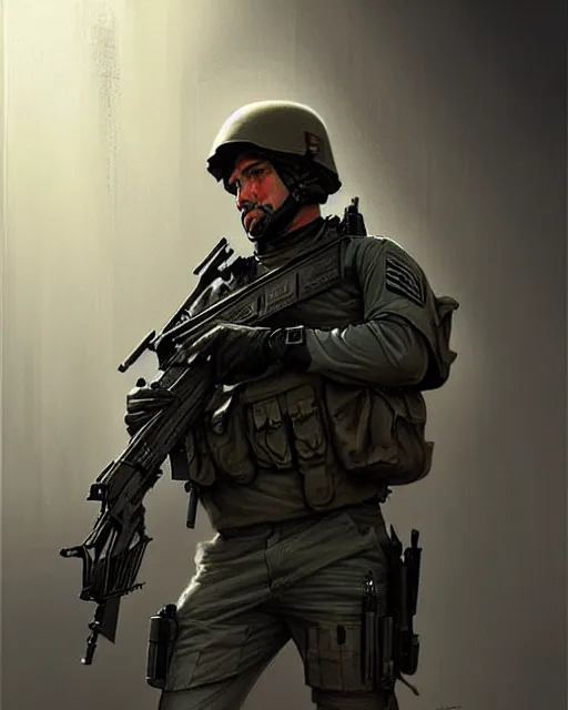 Image similar to swat soldier | | realistic shaded, fine details, realistic shaded lighting poster by greg rutkowski, magali villeneuve, artgerm, jeremy lipkin and michael garmash and rob rey