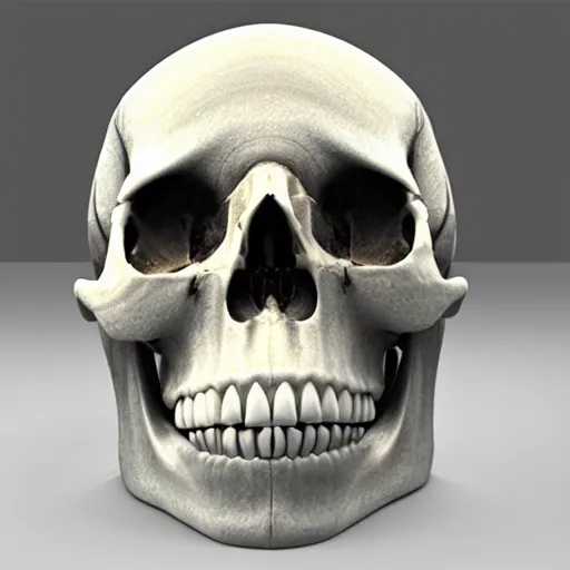 Prompt: real human skull with digital light eyes