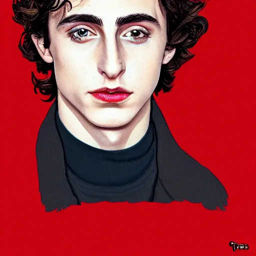 Prompt: portrait of timothee chalamet by olaf gulbransson