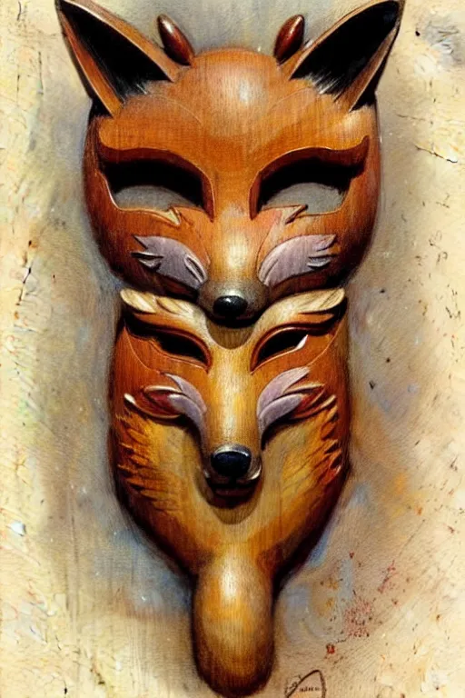 Image similar to ( ( ( ( ( traditional peru stylized wooden fox mask. muted colors. ) ) ) ) ) by jean - baptiste monge!!!!!!!!!!!!!!!!!!!!!!!!!!!