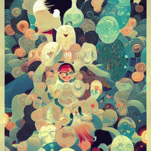 Prompt: Unconditional love, By Victo Ngai and James Gilleard
