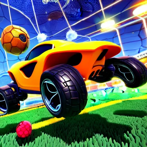 Prompt: fall guys bean on rocket league