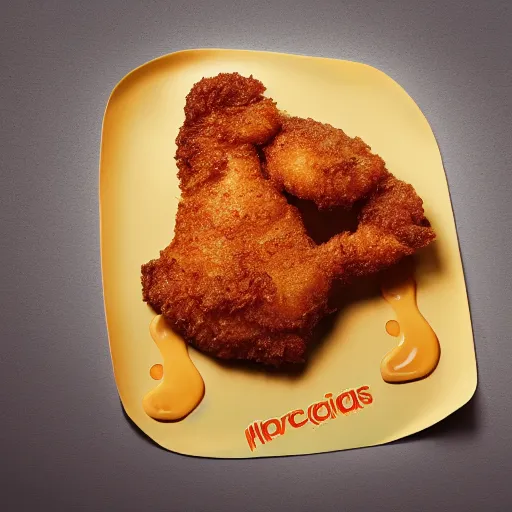 Prompt: photorealistic mcdonalds chicken nugget with rat tail, professional food photography
