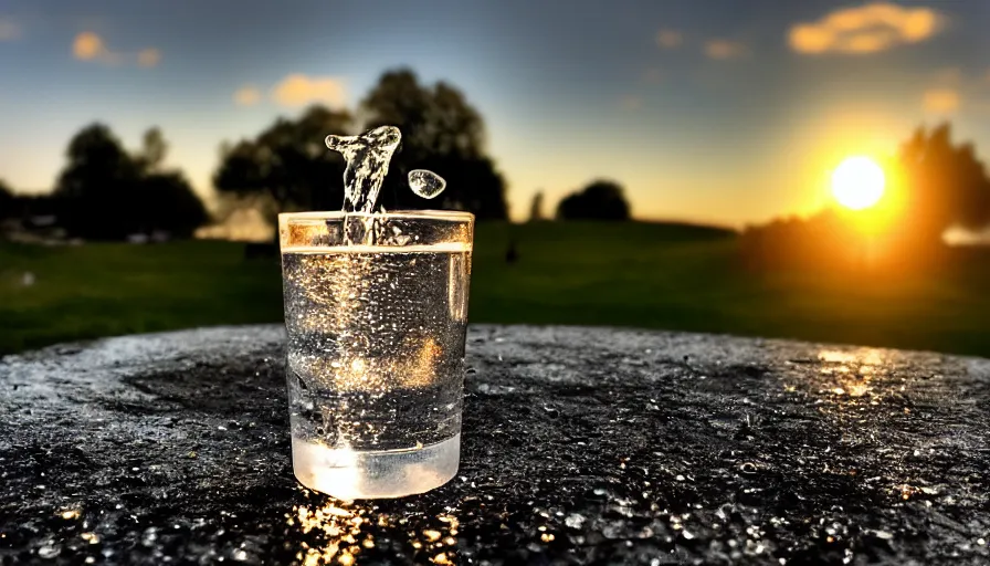 Prompt: [ a cup of sparkling water ], cup of ( water and shiny crystals ), highly detailed, dusk, moon light, campsite, hdr, backlit, ( dramatic angle ), 8 k, f / 2 0, 2 0 mm