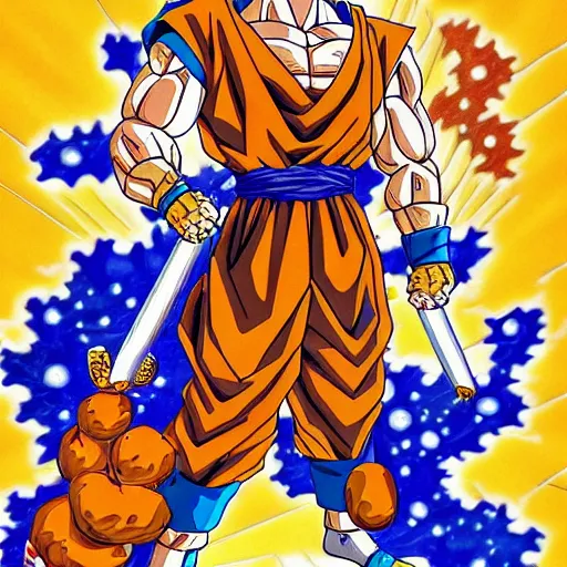 Image similar to goku as a knights of the zodiac, golden armour, intricate ornaments, detailed, anime, myazaki