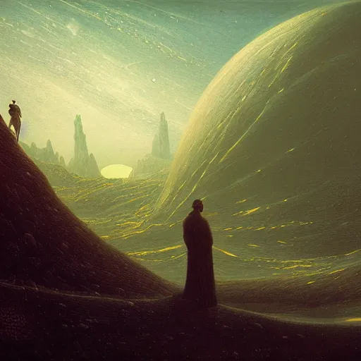 Image similar to a dream of a distant galaxy, by caspar david friedrich, matte painting trending on artstation hq