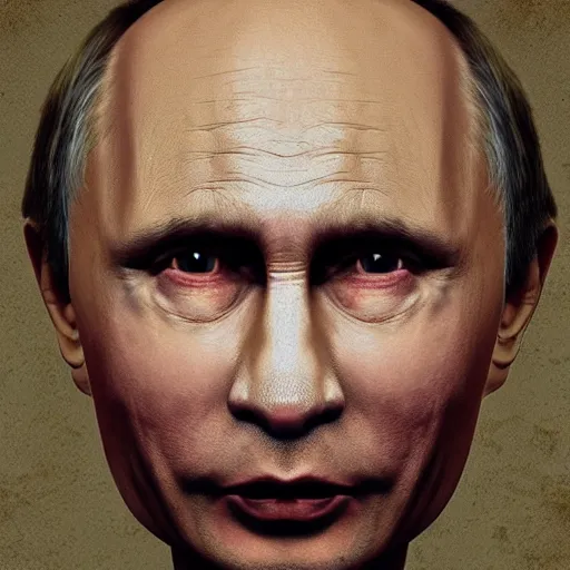 Image similar to portrait by giger of vladimir putin who became an ugly retarded lovecraftian monstrosity, photo - realistic, color image, 2 k, highly detailed