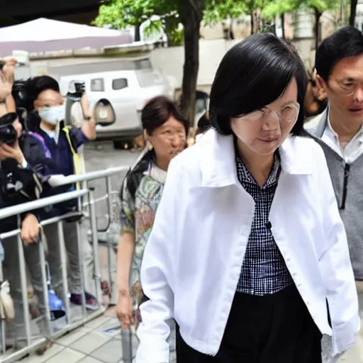 Prompt: Tsai Ing-wen fell into the cesspool