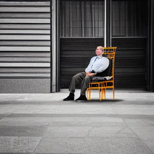 Image similar to man in a chair, XF IQ4, 150MP, 50mm, f/1.4, ISO 200, 1/160s, natural light, Adobe Photoshop, Adobe Lightroom, DxO Photolab, polarizing filter, Sense of Depth, AI enhanced, HDR