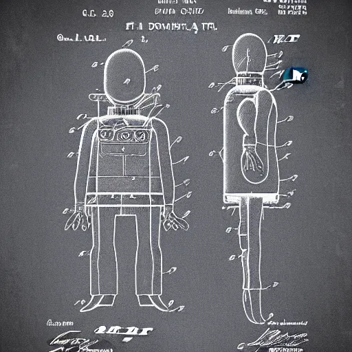 Image similar to patent drawing of the body of gru. despicable me.