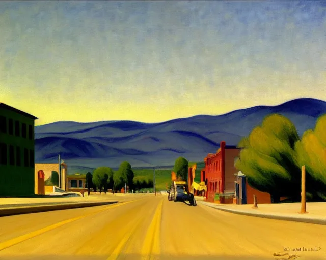 Image similar to a stunning painting of susanville california by edward hopper, award winning art