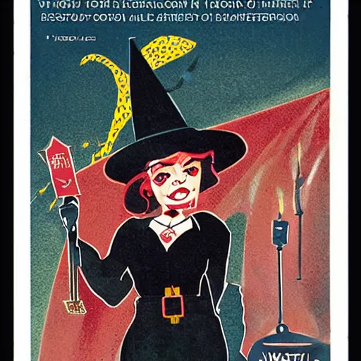 Image similar to corporate anti - witch propaganda poster