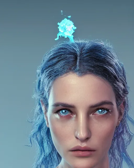 Image similar to natural light, soft focus photo of petri dish with a bacteriological culture and mold with little filaments under the microscope, octane render, tilt shift, polaeized light, blue bioluminescent plastics, smooth shiny metal, elaborate ornate head piece, piercings, skin textures, by annie leibovitz, paul lehr