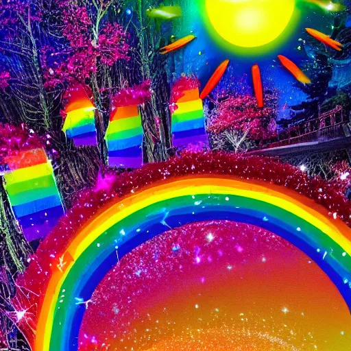 Prompt: rainbow cosmic forest