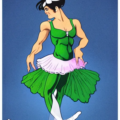 Image similar to hulk wearing a ballerina dress.