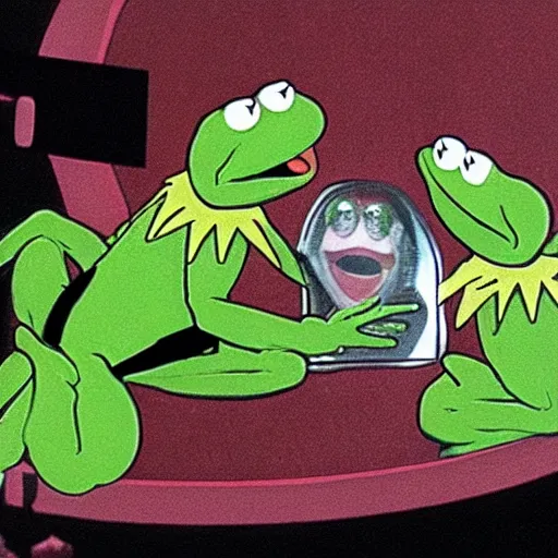 Prompt: kermit the frog trapped in the phantom zone
