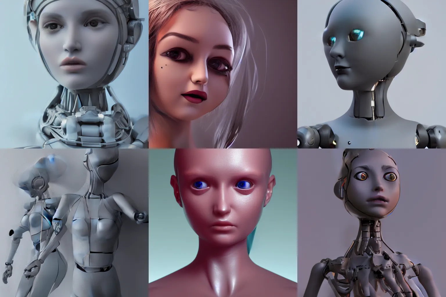 Prompt: a humanoid robot girl by Luka Mivsek, ZBrush, Mol3D, Nvil, Octane Render, Maya, Lightroom, Unity, trending on artstation, cgsociety