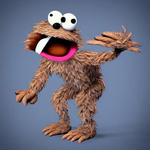 Image similar to “ cookie monster muppet turning into a werewolf. ultra realism. 4 k ”