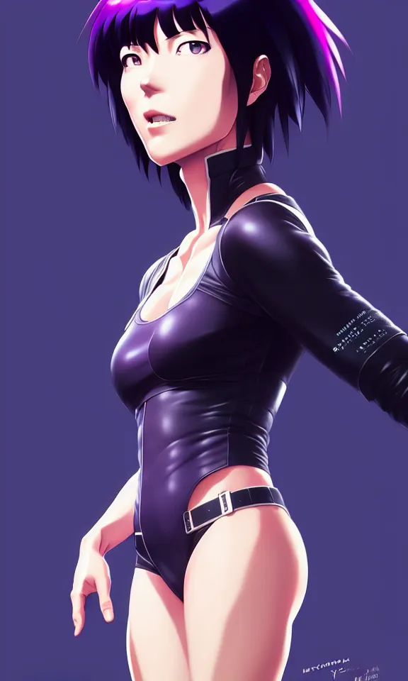 Image similar to a fullbody portrait of motoko kusanagi the major ghost in the shell : : stand alone complex, under repairs, maintenance : : by ilya kuvshinov, rossdraws, artgerm, sola digital arts, anti aliasing, raytracing : :